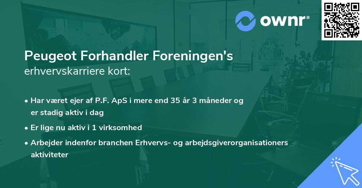 Peugeot Forhandler Foreningen's erhvervskarriere kort