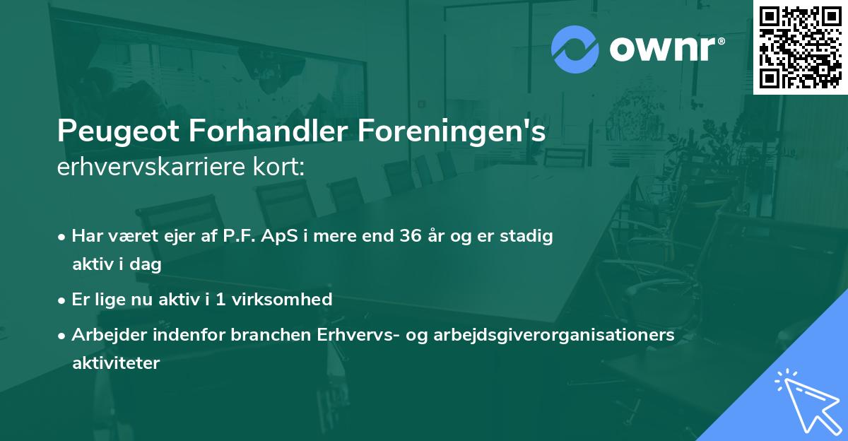 Peugeot Forhandler Foreningen's erhvervskarriere kort