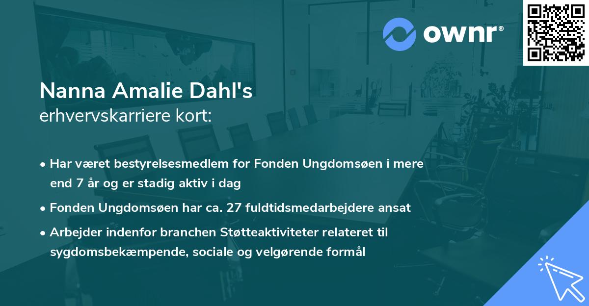 Nanna Amalie Dahl's erhvervskarriere kort