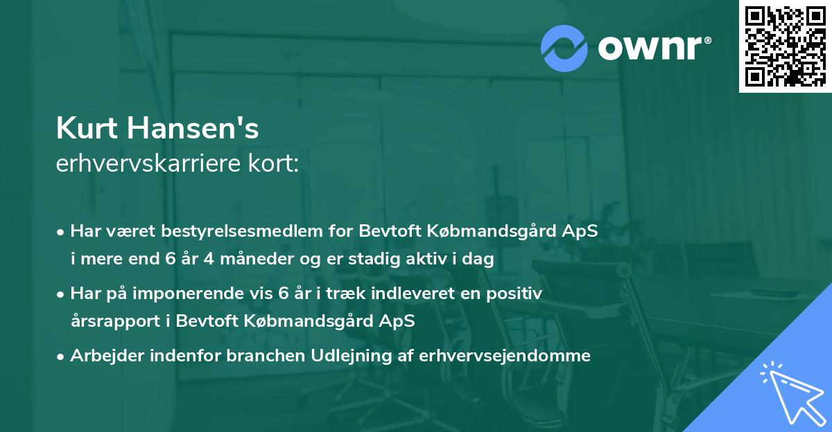 Kurt Hansen's erhvervskarriere kort