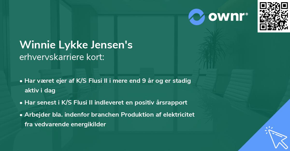 Winnie Lykke Jensen's erhvervskarriere kort