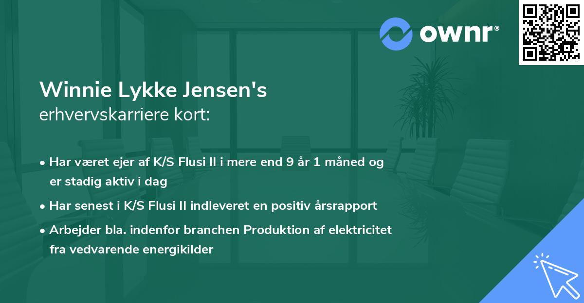 Winnie Lykke Jensen's erhvervskarriere kort