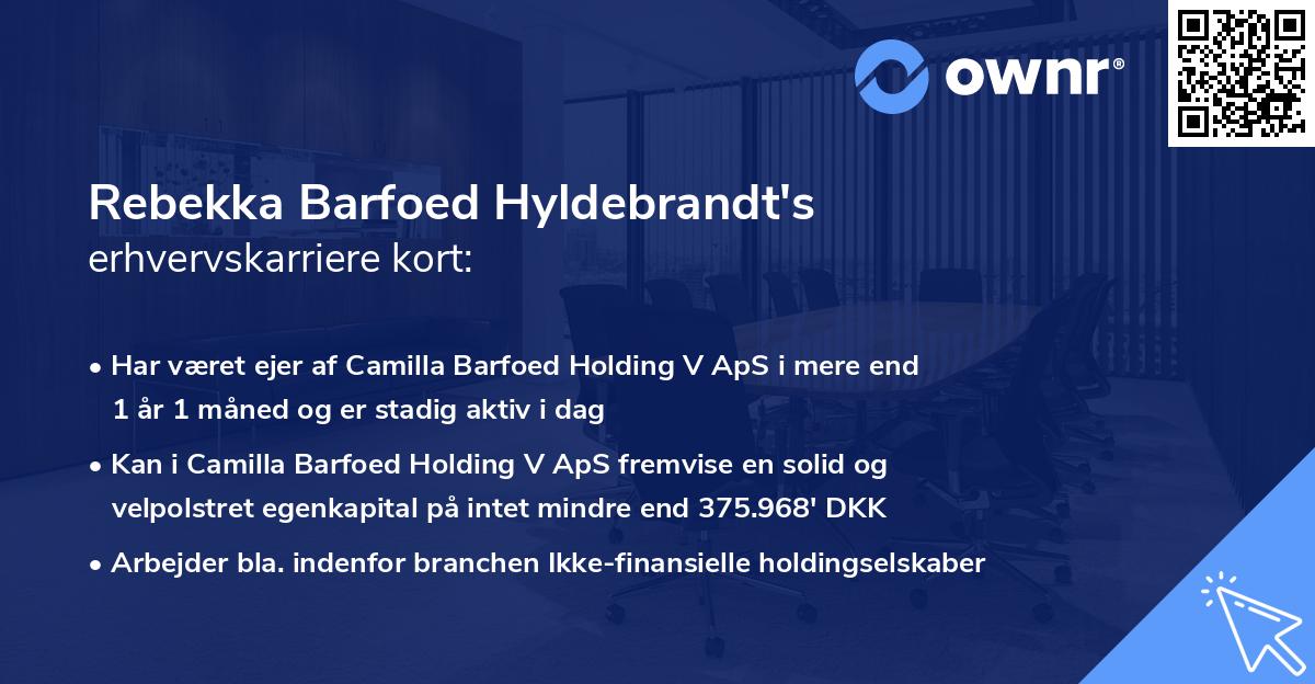 Rebekka Barfoed Hyldebrandt's erhvervskarriere kort