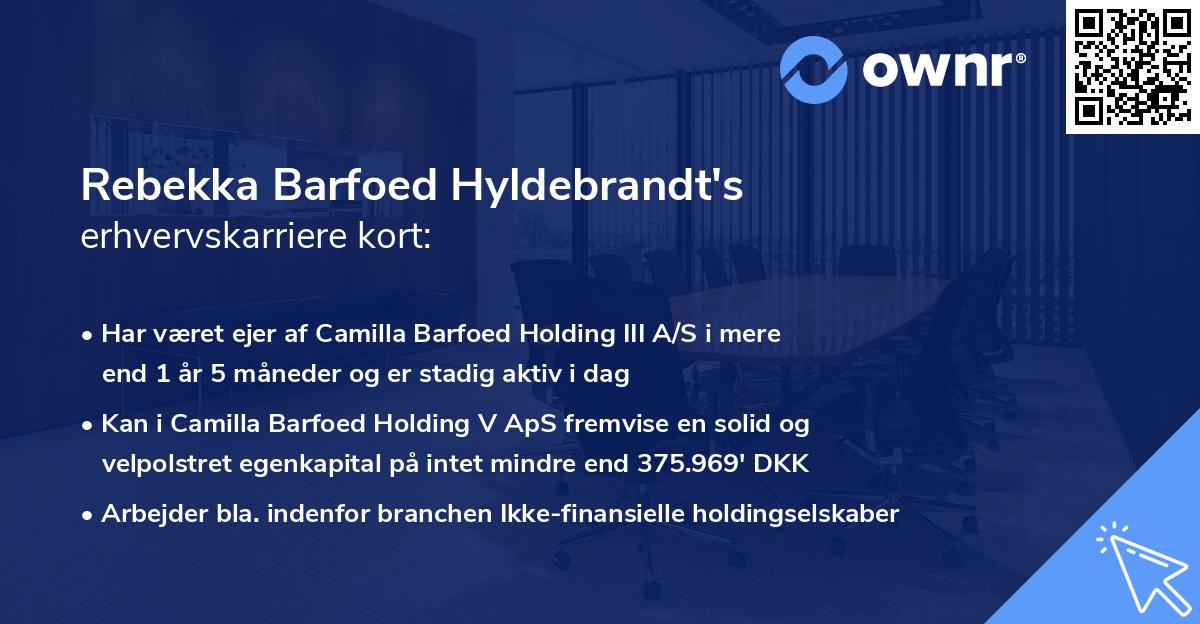 Rebekka Barfoed Hyldebrandt's erhvervskarriere kort