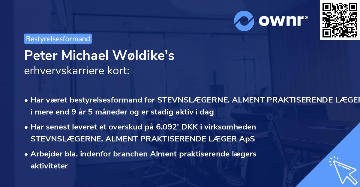Peter Michael Wøldike's erhvervskarriere kort