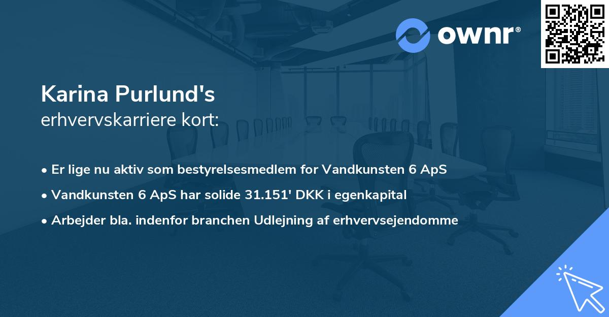 Karina Purlund's erhvervskarriere kort