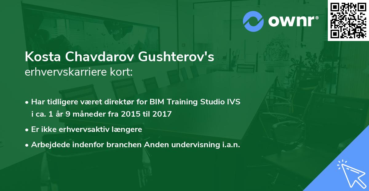 Kosta Chavdarov Gushterov's erhvervskarriere kort