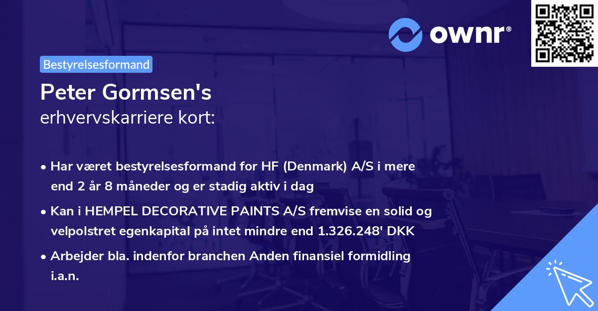 Peter Gormsen's erhvervskarriere kort