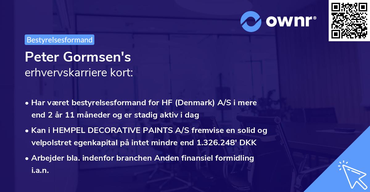 Peter Gormsen's erhvervskarriere kort