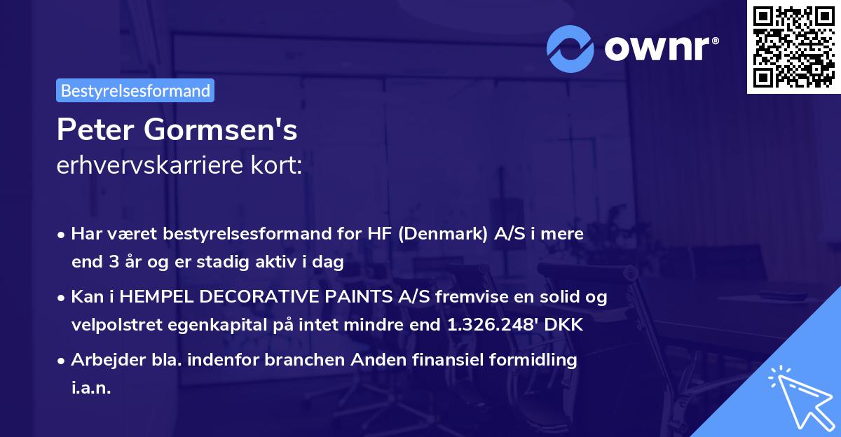 Peter Gormsen's erhvervskarriere kort