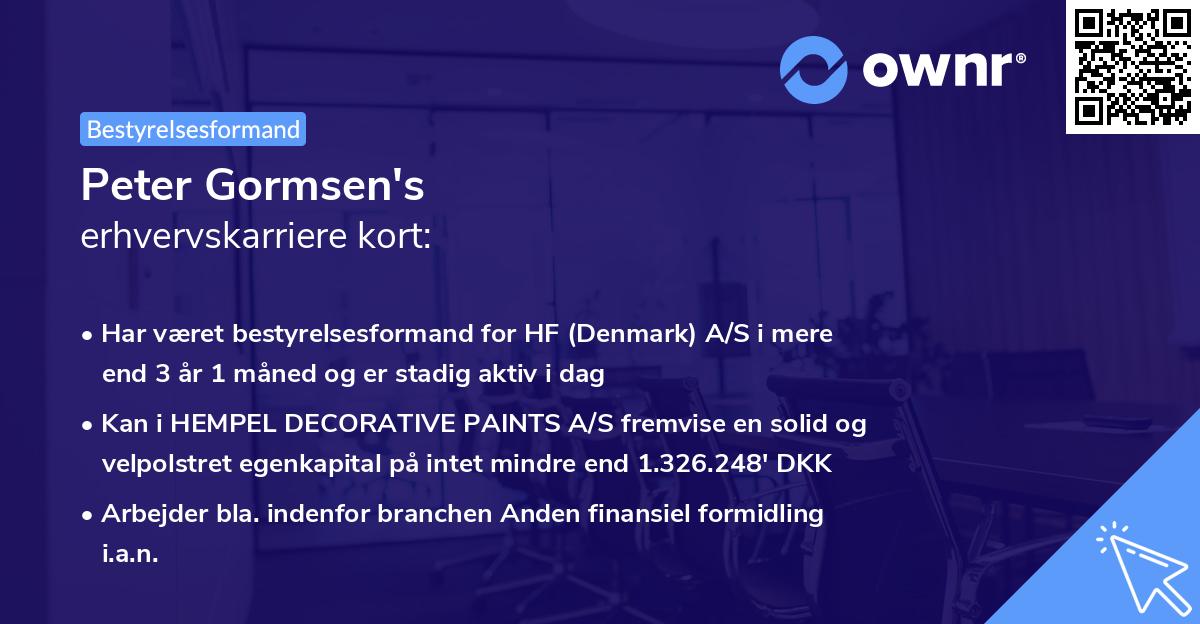 Peter Gormsen's erhvervskarriere kort