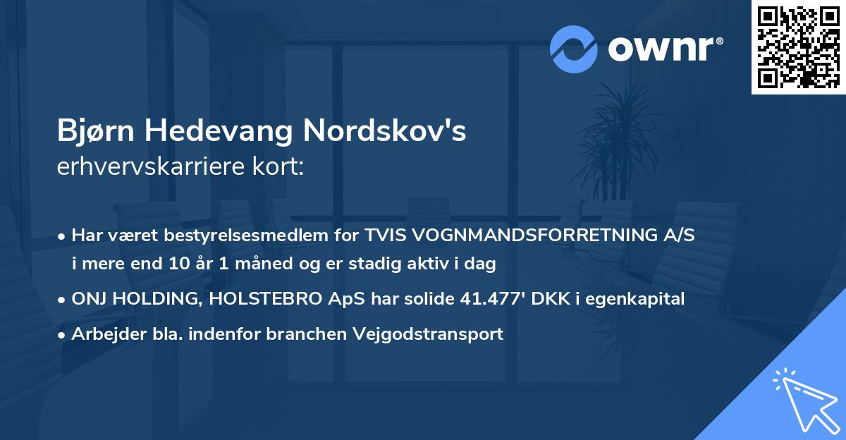 Bjørn Hedevang Nordskov's erhvervskarriere kort