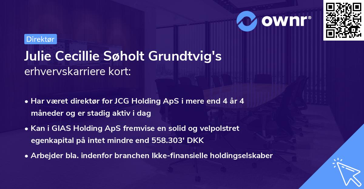 Julie Cecillie Søholt Grundtvig's erhvervskarriere kort