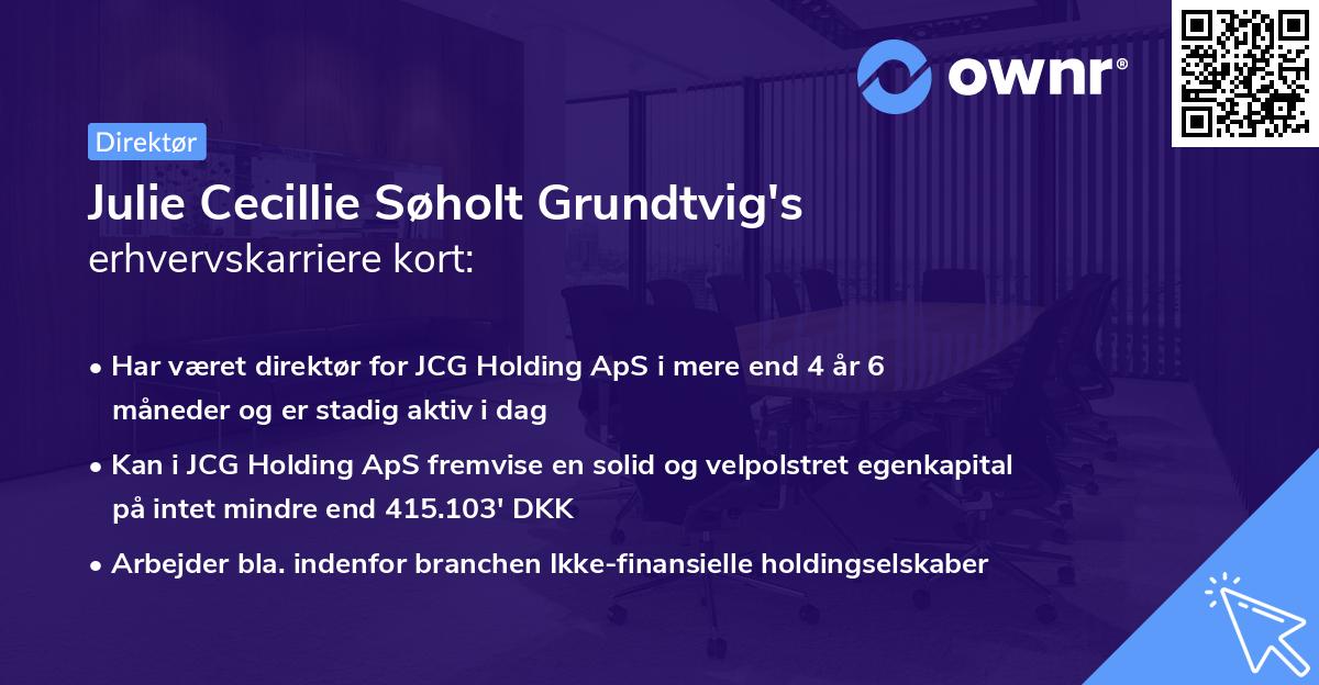Julie Cecillie Søholt Grundtvig's erhvervskarriere kort