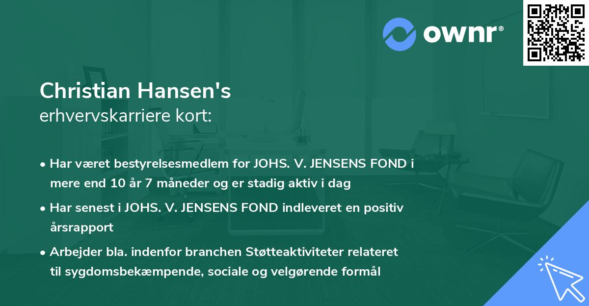 Christian Hansen's erhvervskarriere kort