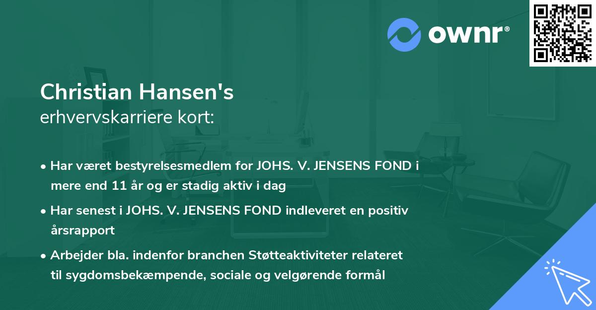 Christian Hansen's erhvervskarriere kort