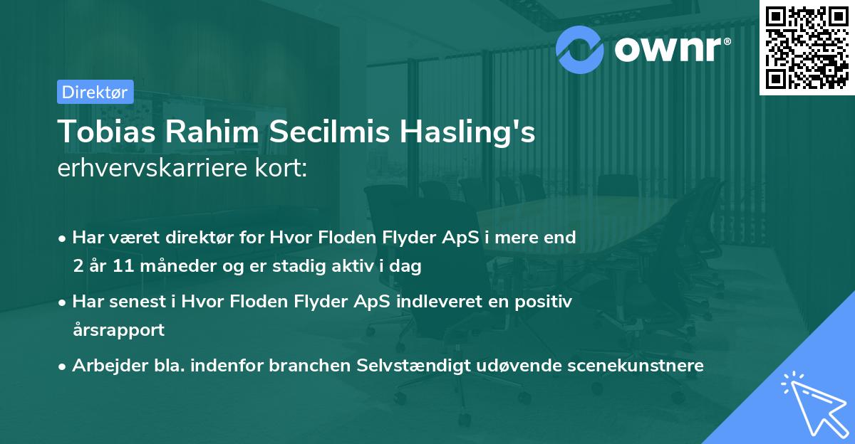 Tobias Rahim Secilmis Hasling's erhvervskarriere kort