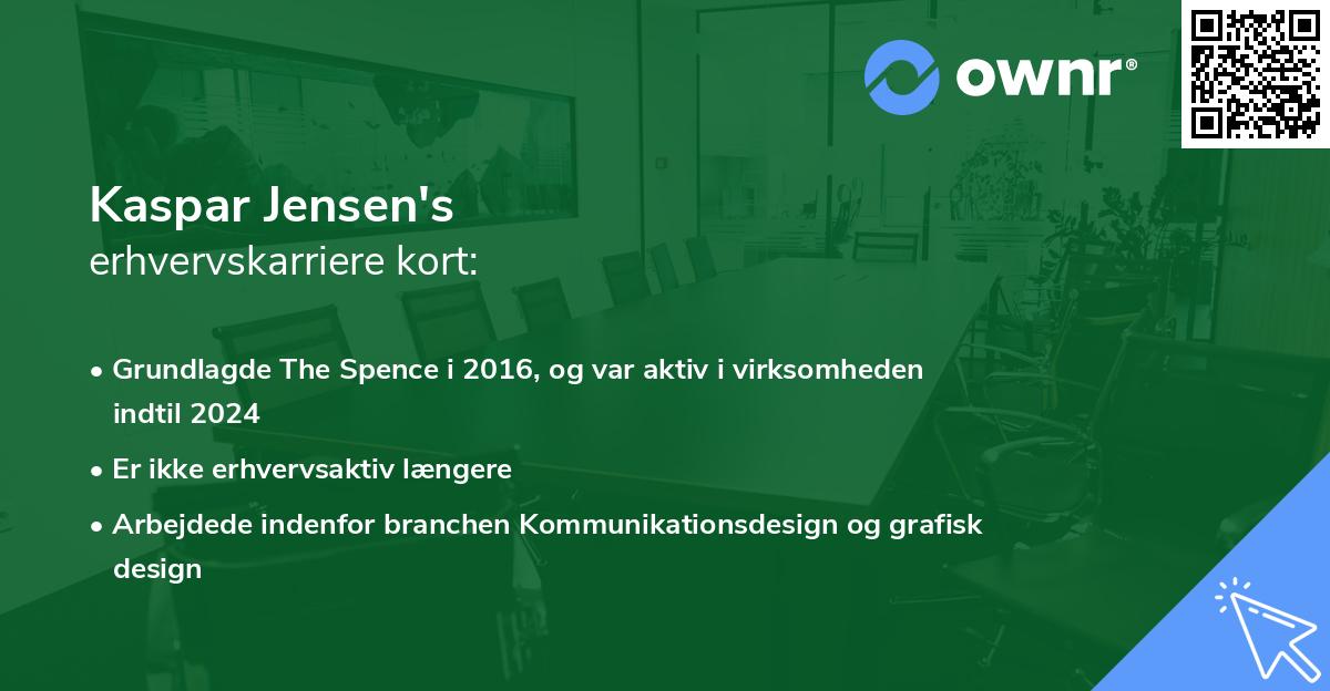 Kaspar Jensen's erhvervskarriere kort