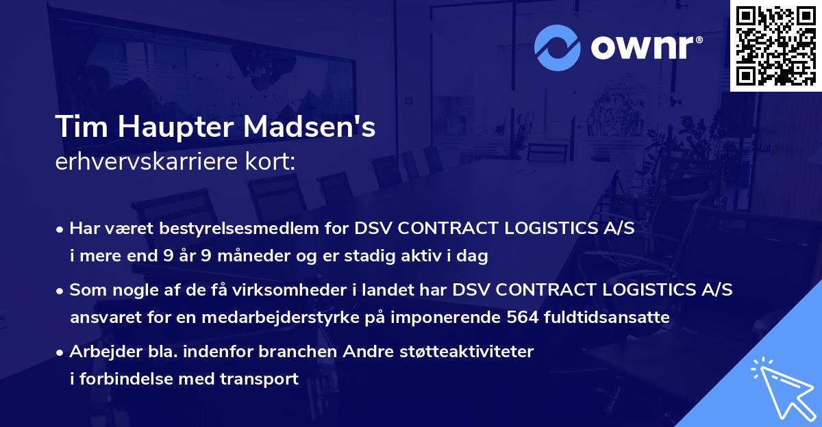 Tim Haupter Madsen's erhvervskarriere kort