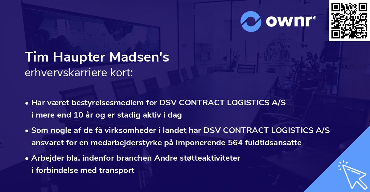 Tim Haupter Madsen's erhvervskarriere kort