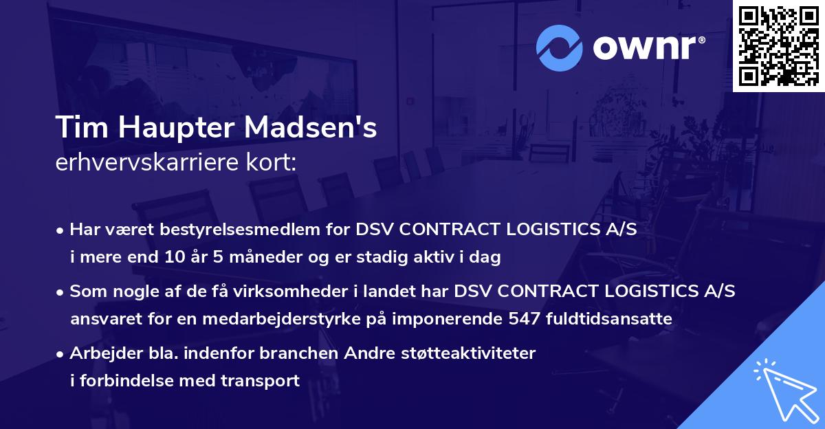 Tim Haupter Madsen's erhvervskarriere kort