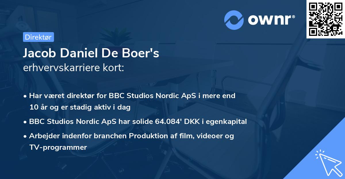 Jacob Daniel De Boer's erhvervskarriere kort