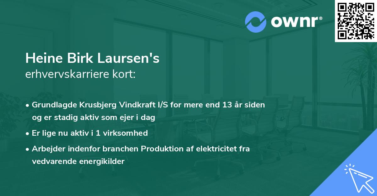 Heine Birk Laursen's erhvervskarriere kort