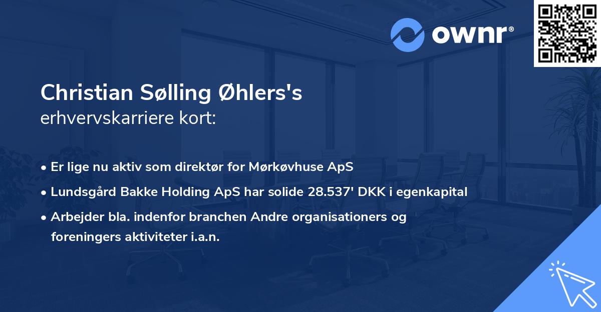 Christian Sølling Øhlers's erhvervskarriere kort