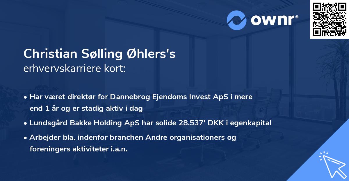 Christian Sølling Øhlers's erhvervskarriere kort