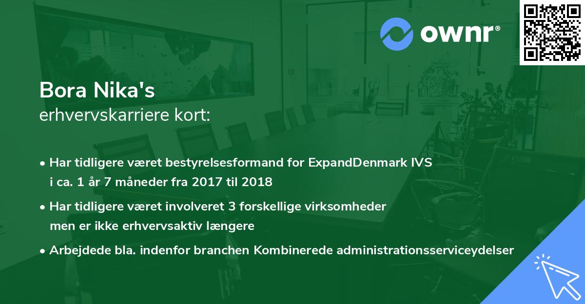 Bora Nika's erhvervskarriere kort