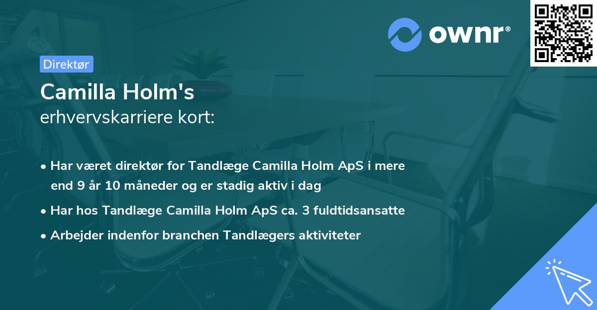 Camilla Holm's erhvervskarriere kort