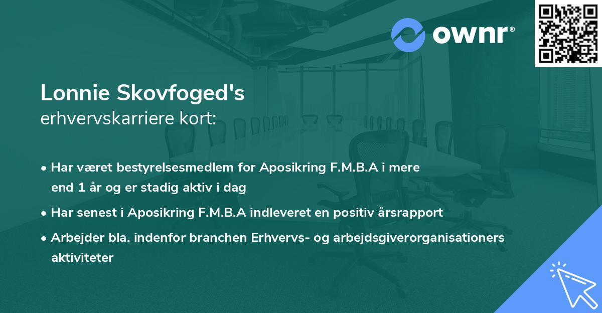 Lonnie Skovfoged's erhvervskarriere kort