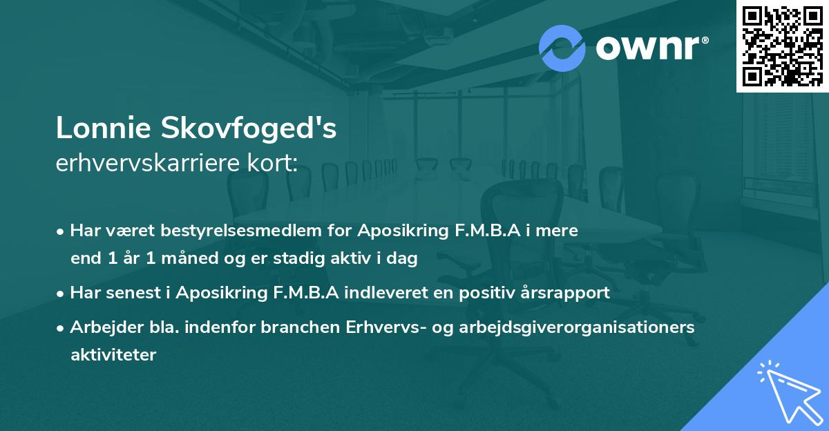 Lonnie Skovfoged's erhvervskarriere kort