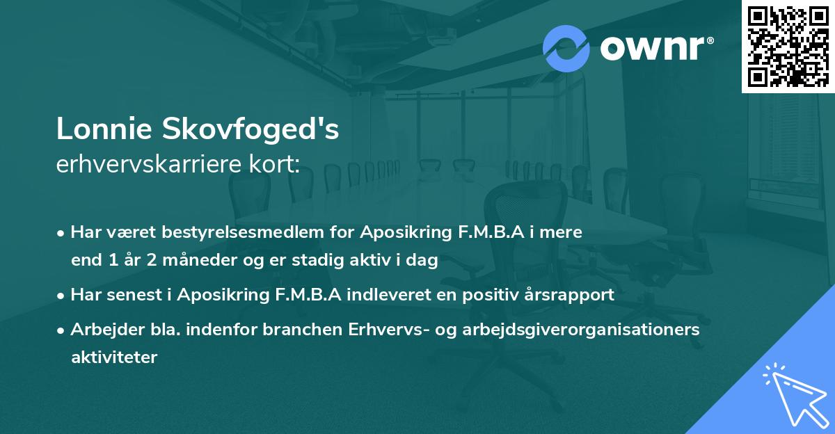 Lonnie Skovfoged's erhvervskarriere kort