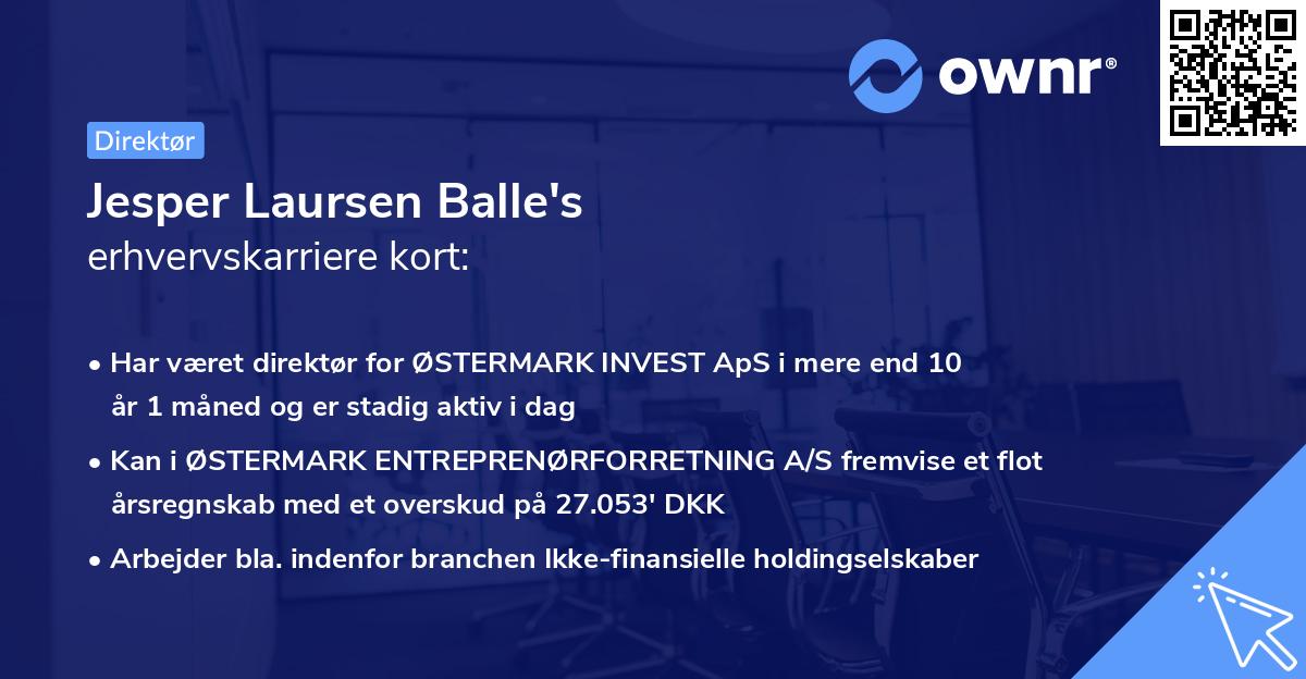 Jesper Laursen Balle's erhvervskarriere kort