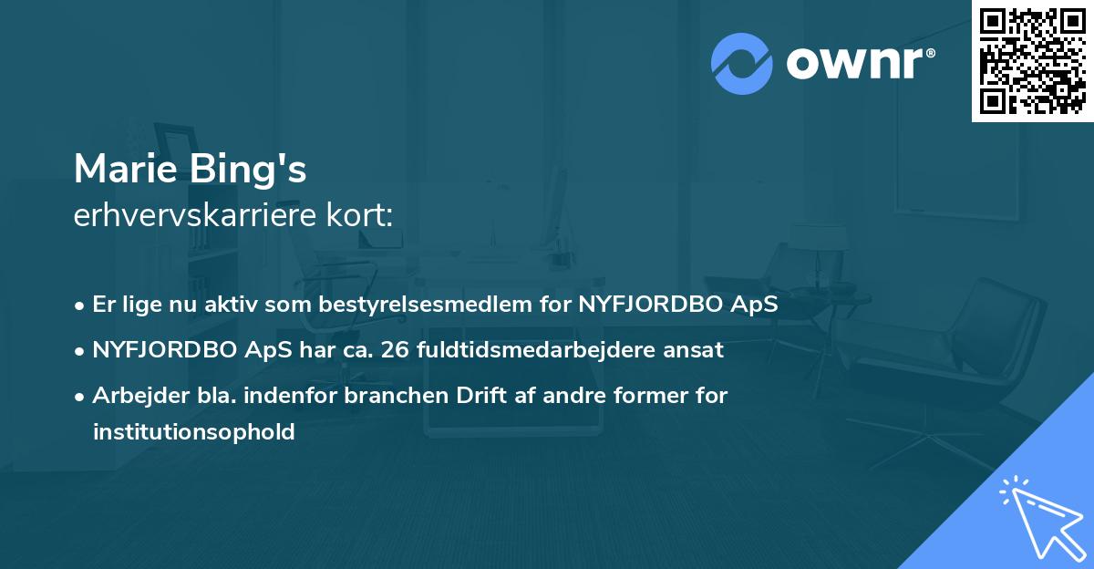 Marie Bing's erhvervskarriere kort