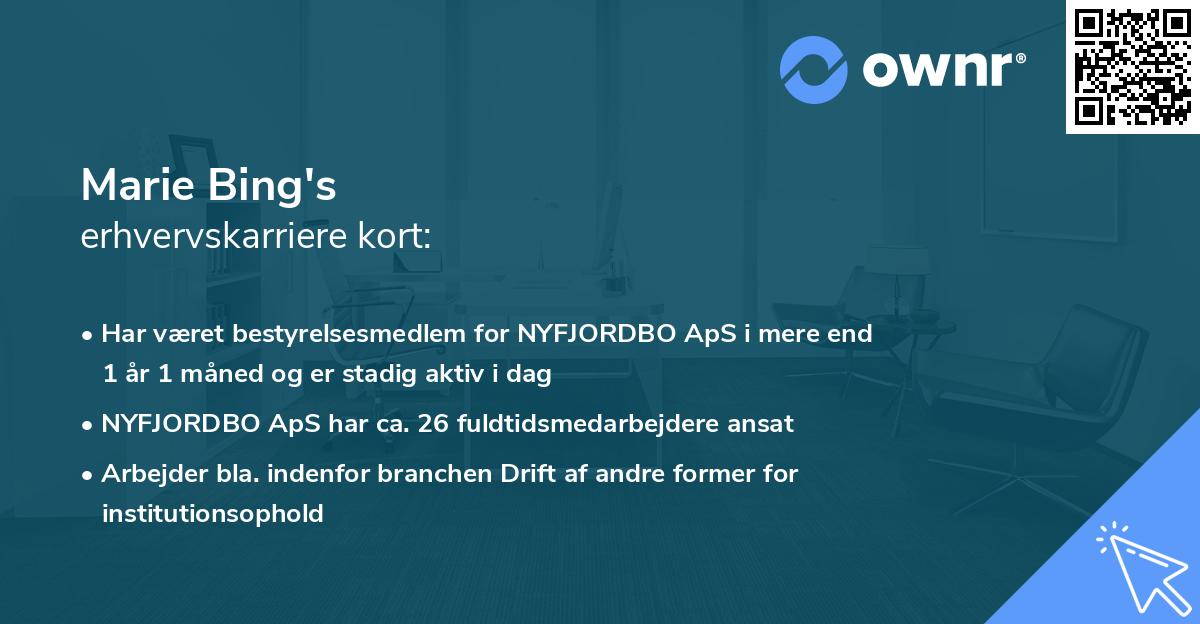 Marie Bing's erhvervskarriere kort