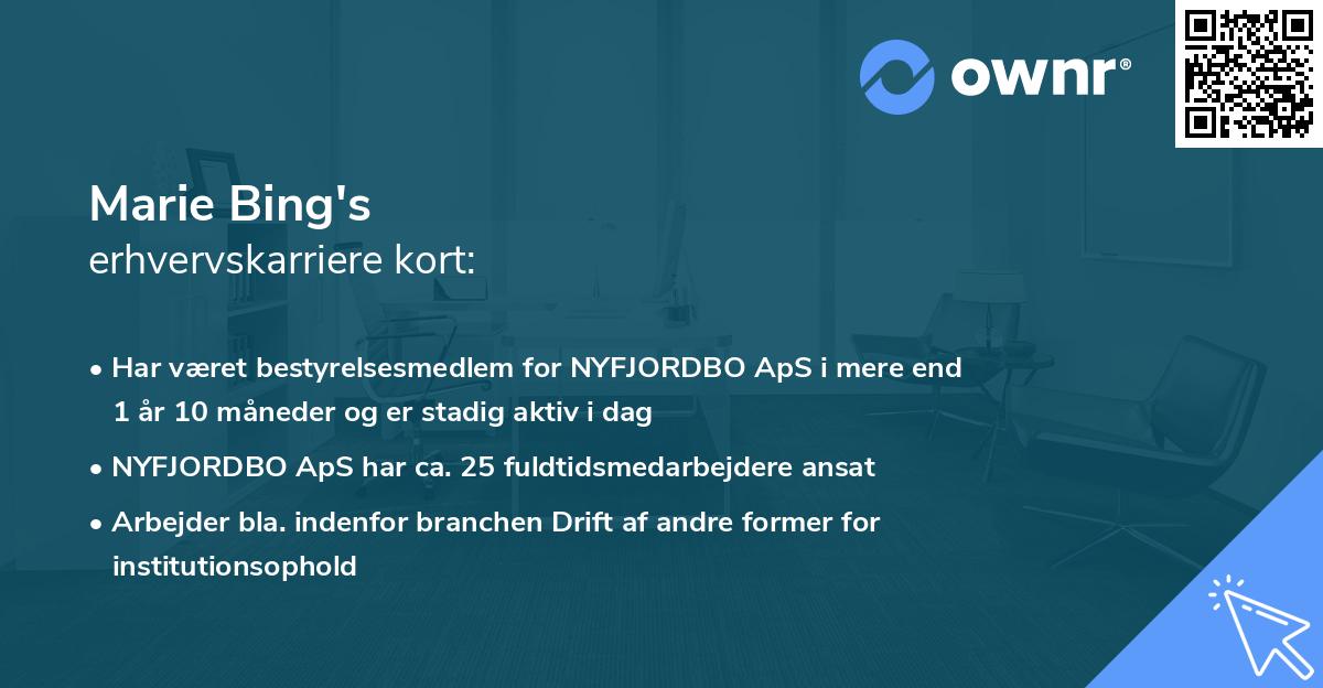 Marie Bing's erhvervskarriere kort