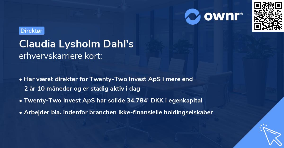 Claudia Lysholm Dahl's erhvervskarriere kort