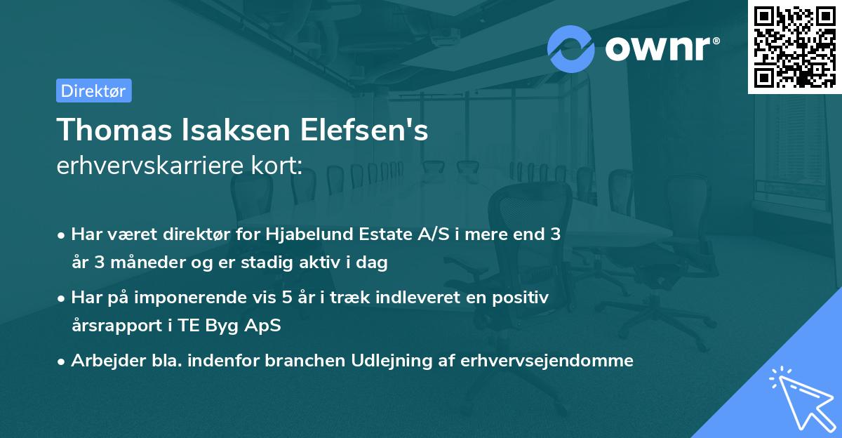 Thomas Isaksen Elefsen's erhvervskarriere kort