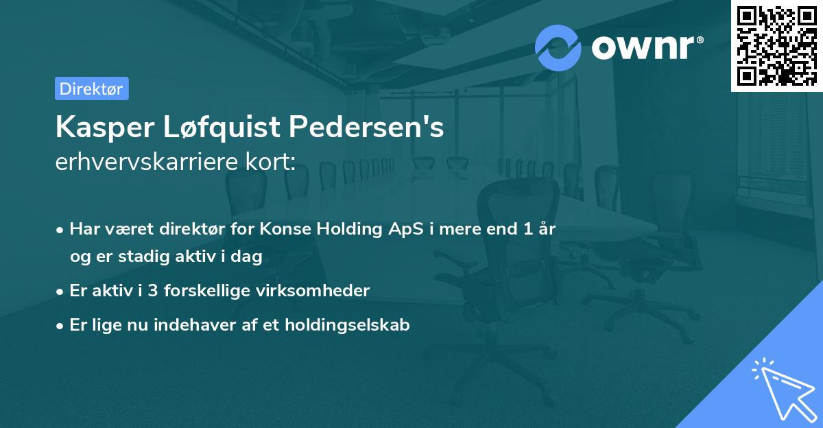 Kasper Løfquist Pedersen's erhvervskarriere kort