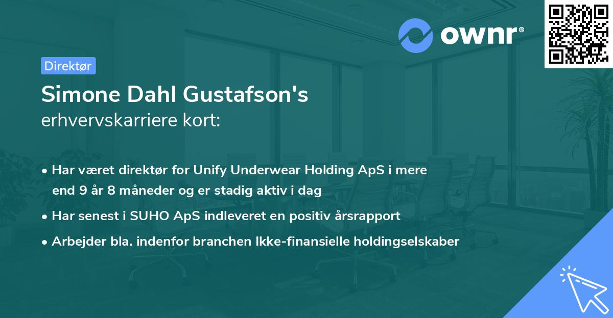 Simone Dahl Gustafson's erhvervskarriere kort