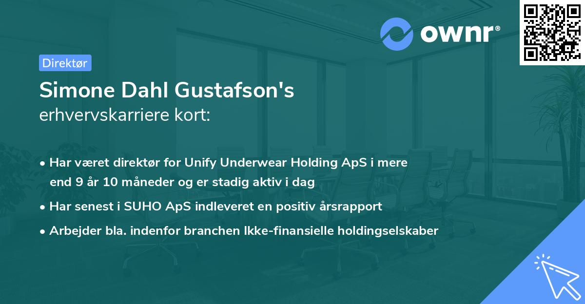 Simone Dahl Gustafson's erhvervskarriere kort