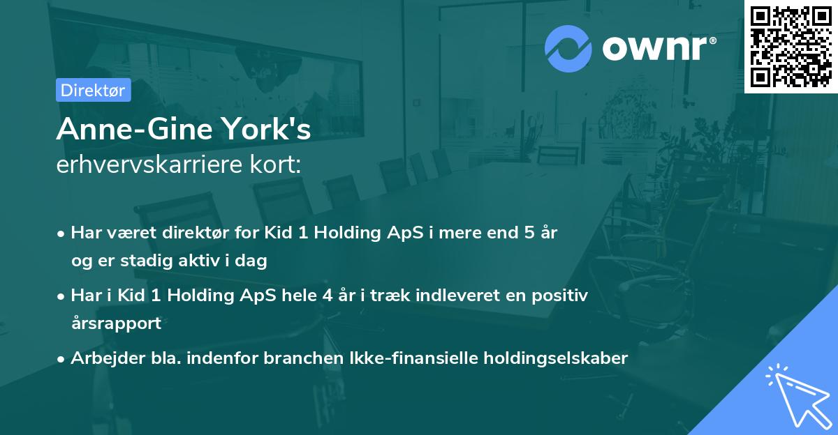 Anne-Gine York's erhvervskarriere kort