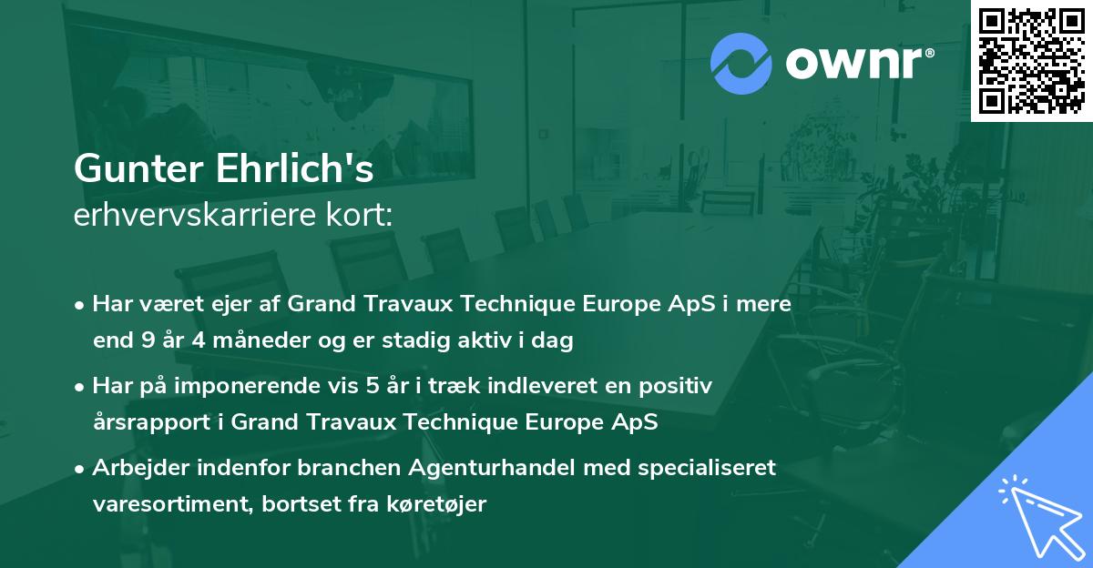 Gunter Ehrlich's erhvervskarriere kort