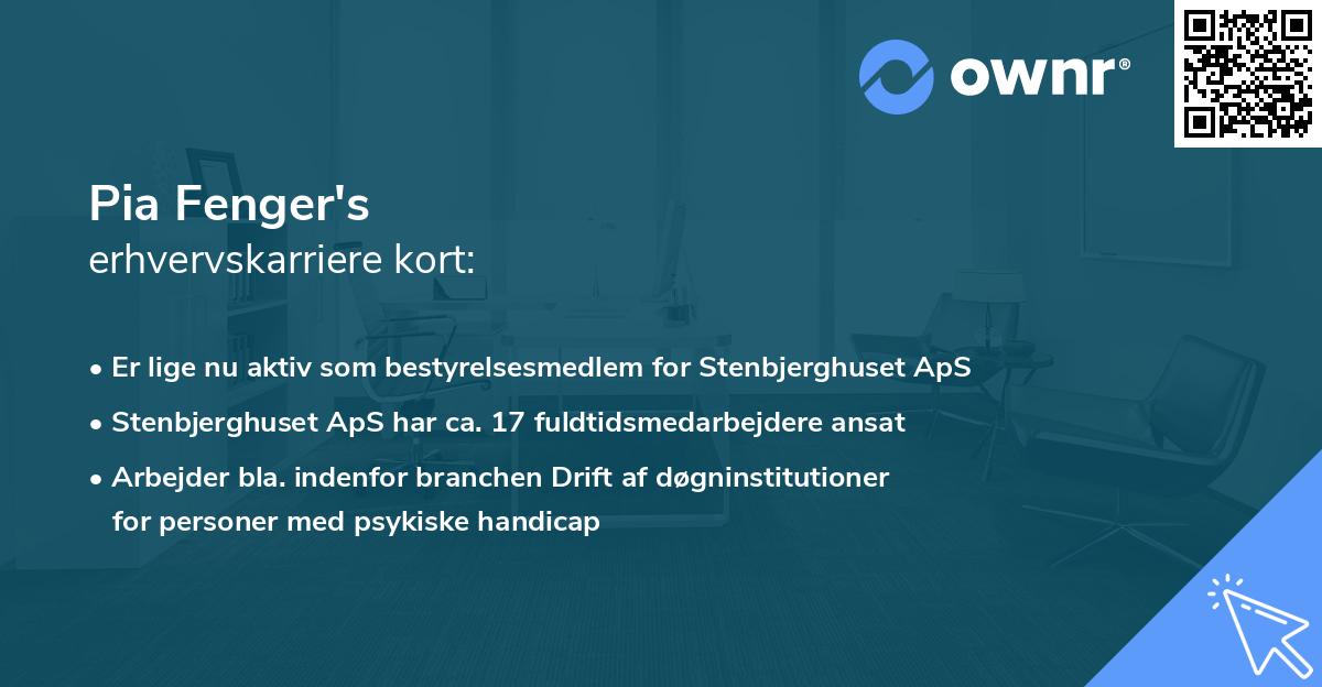 Pia Fenger's erhvervskarriere kort