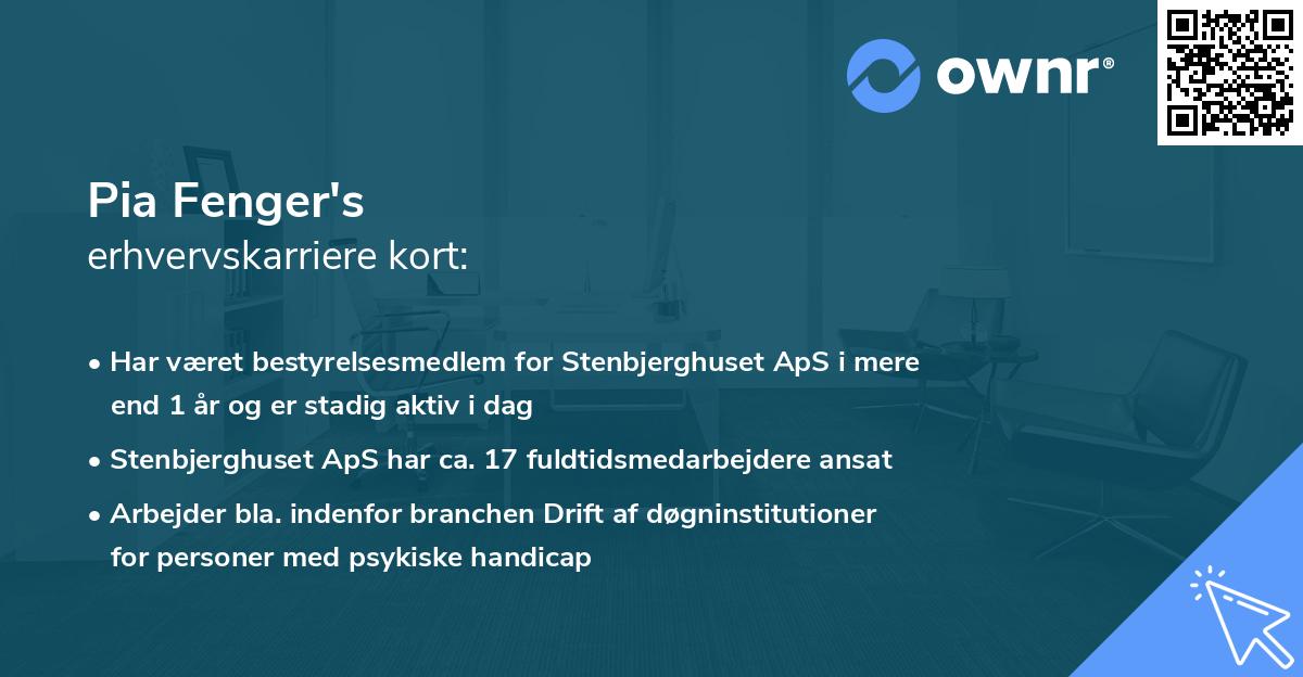 Pia Fenger's erhvervskarriere kort