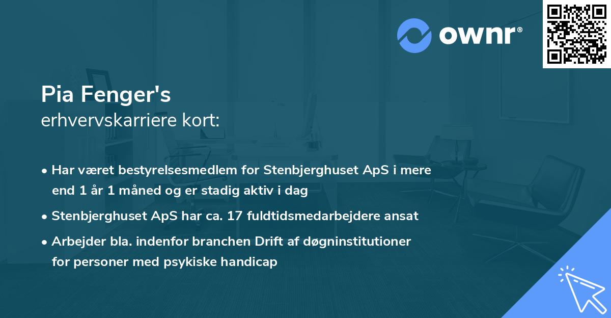 Pia Fenger's erhvervskarriere kort