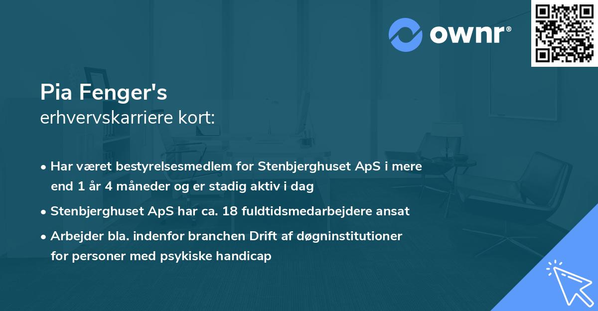 Pia Fenger's erhvervskarriere kort
