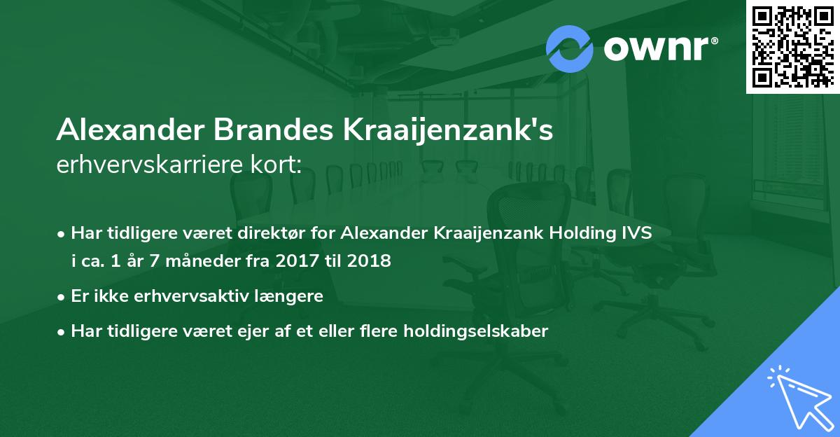 Alexander Brandes Kraaijenzank's erhvervskarriere kort